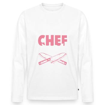 chef cuisinier - T-shirt manches longues Premium bio Homme - blanc - Devant - Nico (187cm)