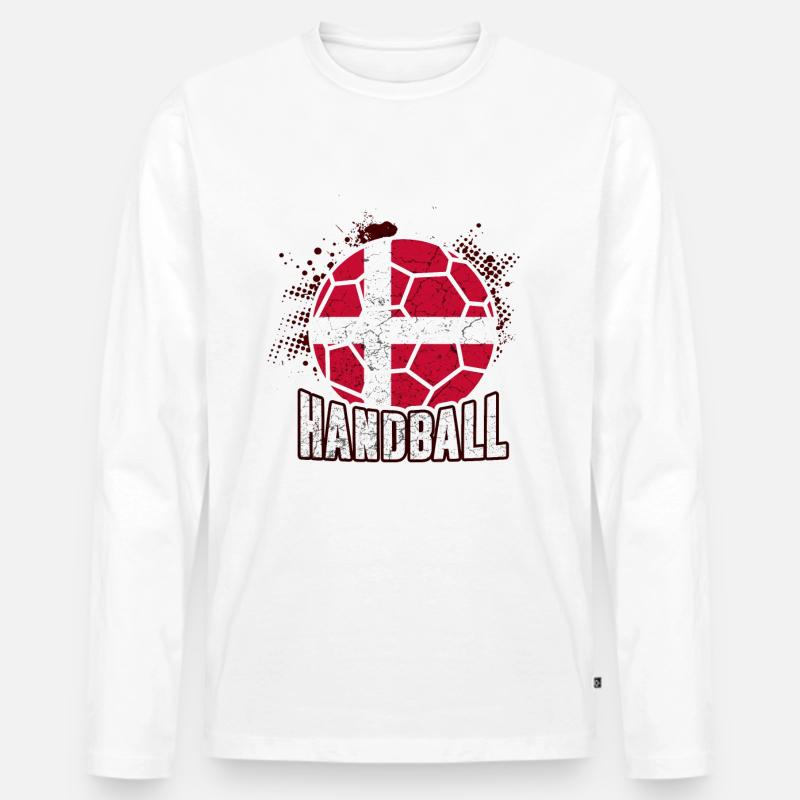 Dänemark Handball - Männer Premium Bio Langarmshirt - Weiß