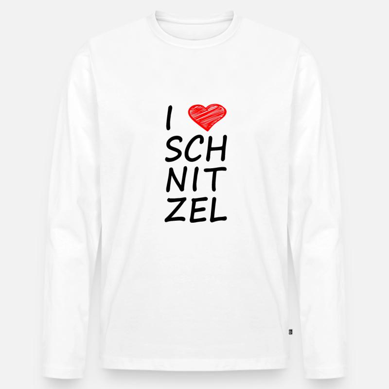 I LOVE SCHNITZEL - Männer Premium Bio Langarmshirt - Weiß