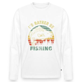 Angler - angeln - I'd rather be fishing - Männer Premium Bio Langarmshirt - Weiß - Vorne - Nico (187cm)