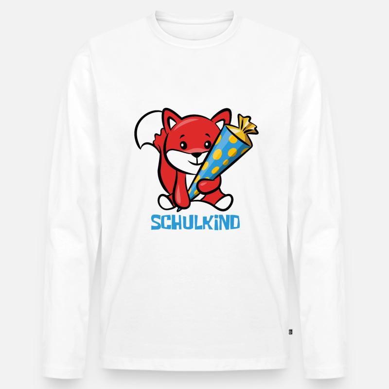 Fuchs Schulanfang Schulkind - Männer Premium Bio Langarmshirt - Weiß