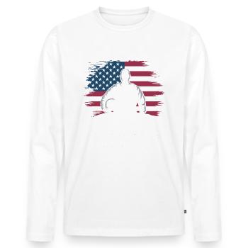 Veteran Military Soldier - Men's Premium Organic Long Sleeve Shirt - white - Front - Nico (187cm)
