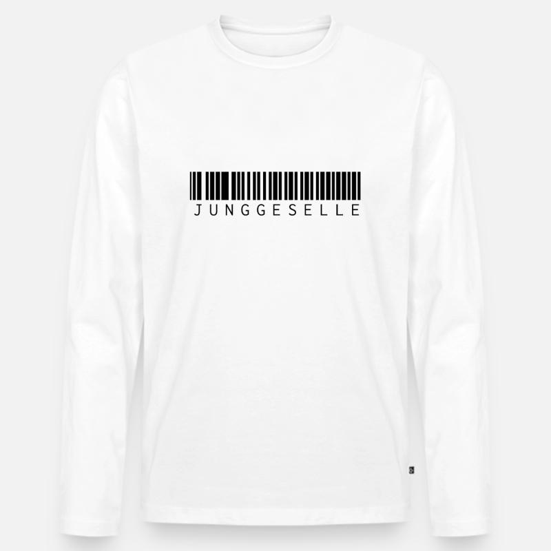 Junggeselle Barcode - Männer Premium Bio Langarmshirt - Weiß