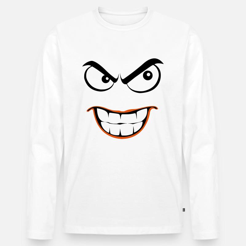 smiley evil - Männer Premium Bio Langarmshirt - Weiß