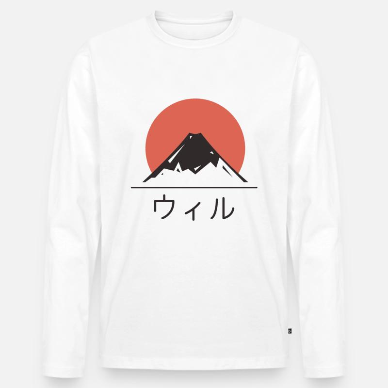 Fuji - Männer Premium Bio Langarmshirt - Weiß