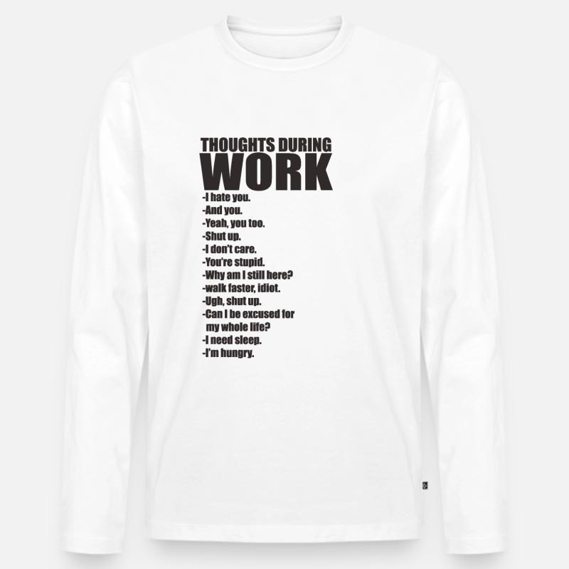Büro Arbeit Gedanken - Männer Premium Bio Langarmshirt - Weiß