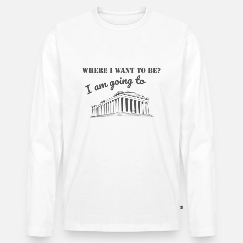 Ich reise nach Athen - Männer Premium Bio Langarmshirt - Weiß