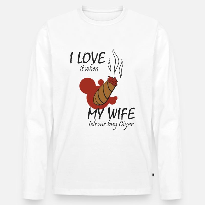 Zigarre - Männer Premium Bio Langarmshirt - Weiß
