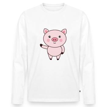 Piglet - Men's Premium Organic Long Sleeve Shirt - white - Front - Nico (187cm)