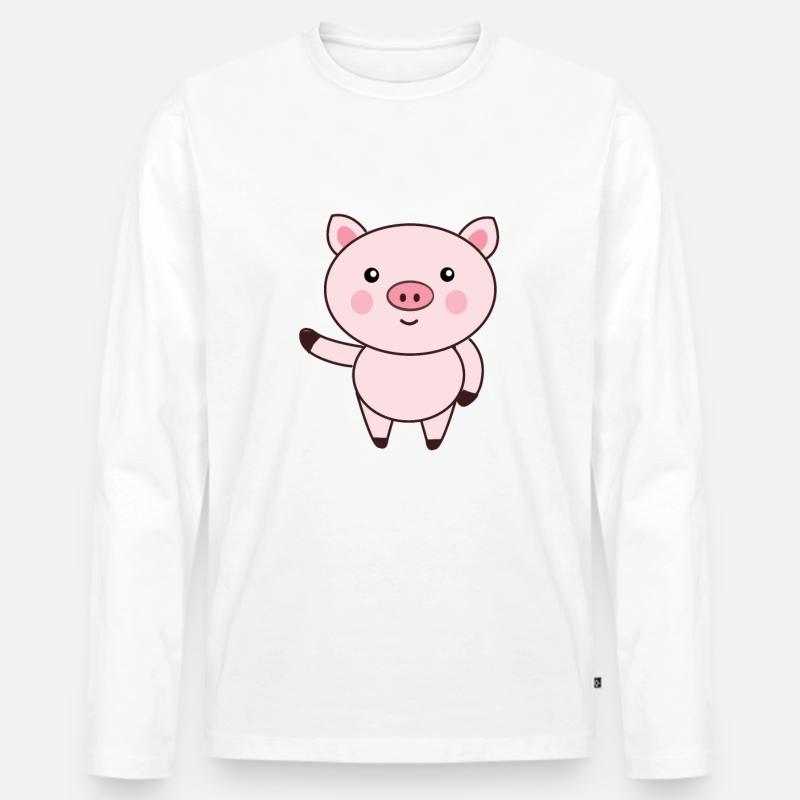 Ferkel - Männer Premium Bio Langarmshirt - Weiß