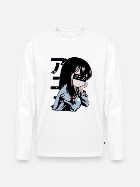 Anime écolière - T-shirt manches longues Premium bio Homme - blanc