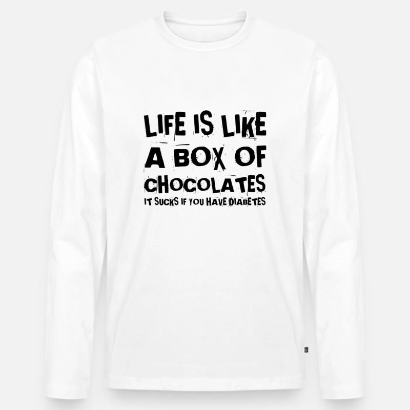 Diabetes - Männer Premium Bio Langarmshirt - Weiß