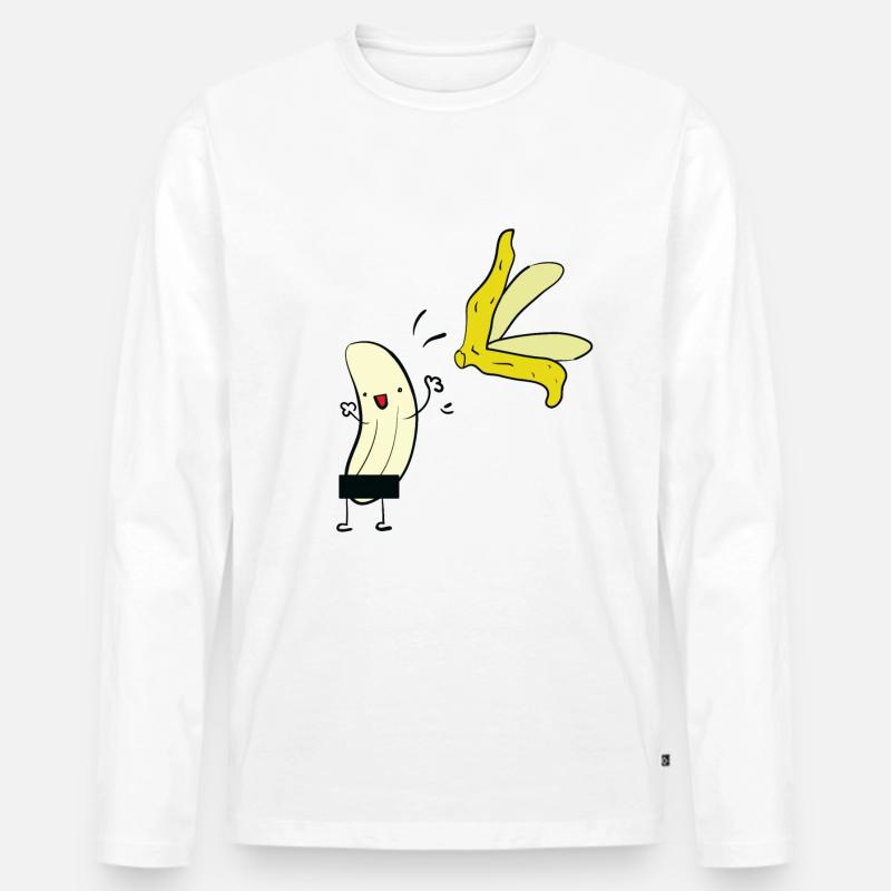 Nackte Banane - Männer Premium Bio Langarmshirt - Weiß