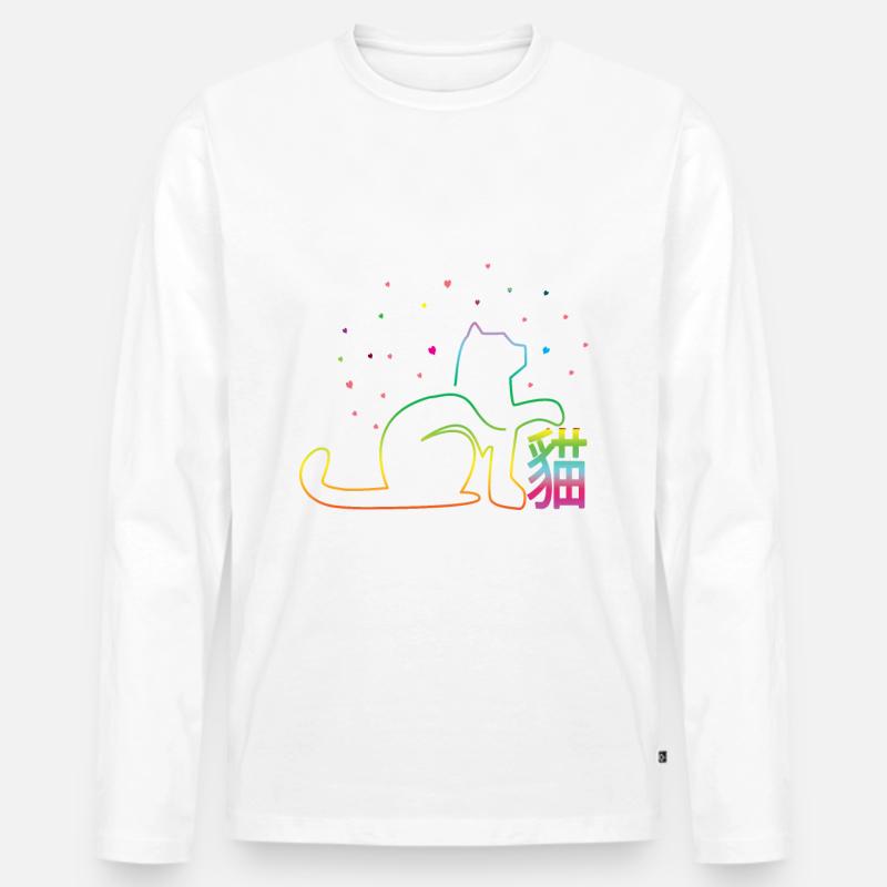 Maneki-neko - Männer Premium Bio Langarmshirt - Weiß