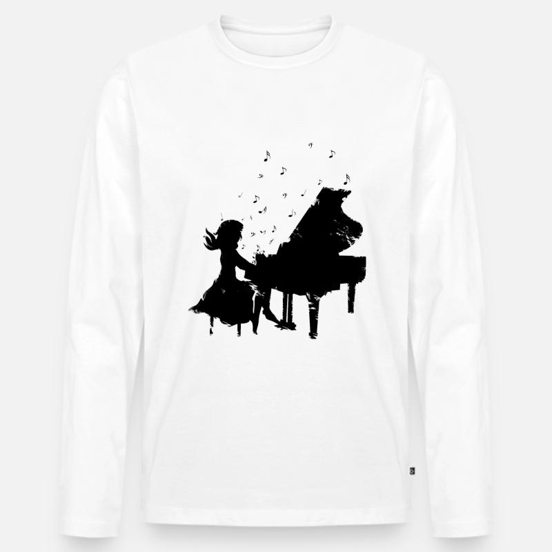 Pianist - Männer Premium Bio Langarmshirt - Weiß