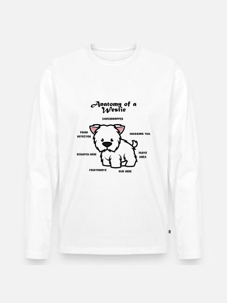 Anatomía West Highland White Terrier - Camiseta ecológica prémium de manga larga para hombre - blanco
