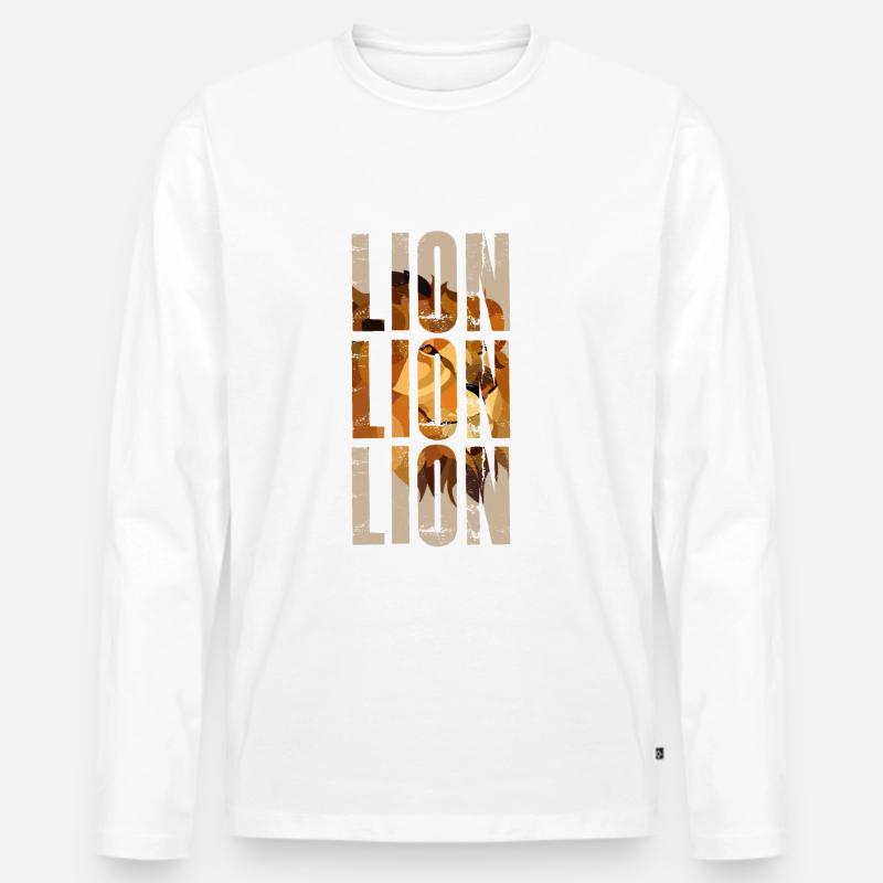 Löwe - Männer Premium Bio Langarmshirt - Weiß