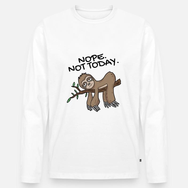 Faultier Nope not today - Männer Premium Bio Langarmshirt - Weiß