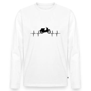 Schwalbe S51 DDR Zweitakt EKG Herzschlag Motorrad - Männer Premium Bio Langarmshirt - Weiß - Vorne - Nico (187cm)