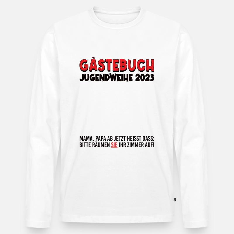 Jugendweihe 2023 Gästebuch - Männer Premium Bio Langarmshirt - Weiß