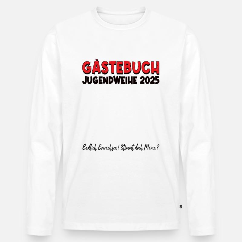 Jugendweihe 2025 Gästebuch - Männer Premium Bio Langarmshirt - Weiß