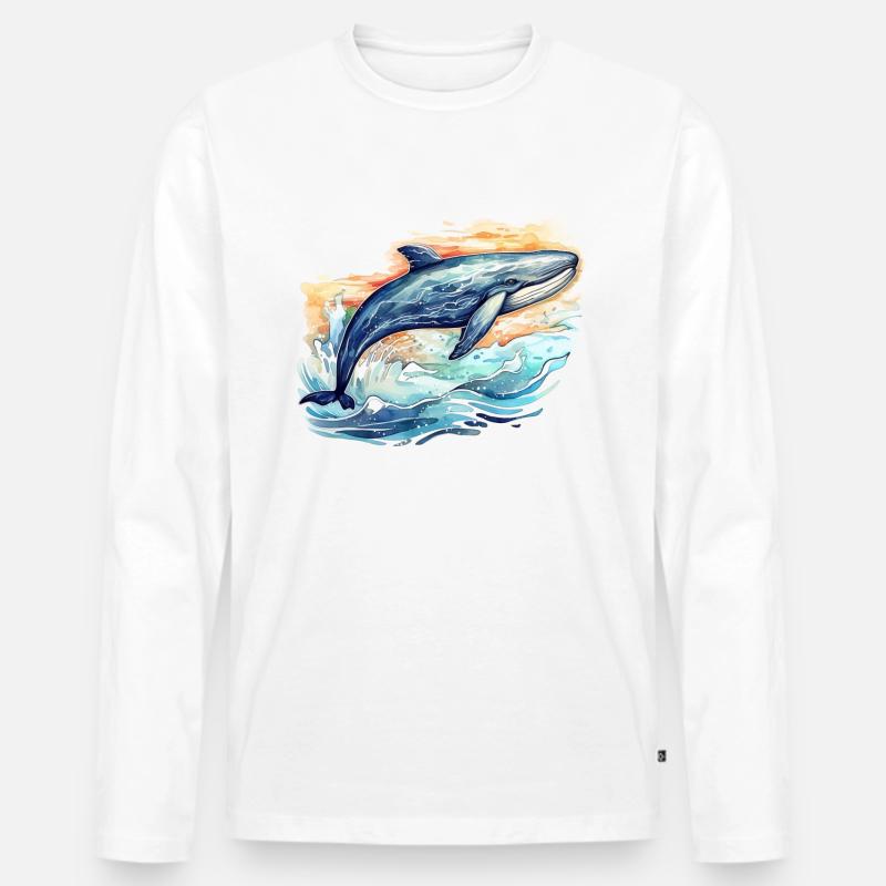 Wal - Männer Premium Bio Langarmshirt - Weiß