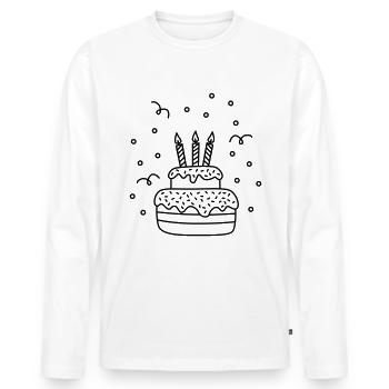 Gâteau d’anniversaire (gâteau d’anniversaire) - T-shirt manches longues Premium bio Homme - blanc - Devant - Nico (187cm)