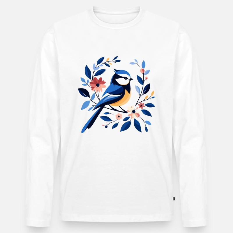 Blaumeise - Männer Premium Bio Langarmshirt - Weiß