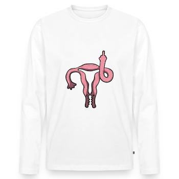Utérus Montre le majeur de l’utérus Féministe - T-shirt manches longues Premium bio Homme - blanc - Devant - Nico (187cm)