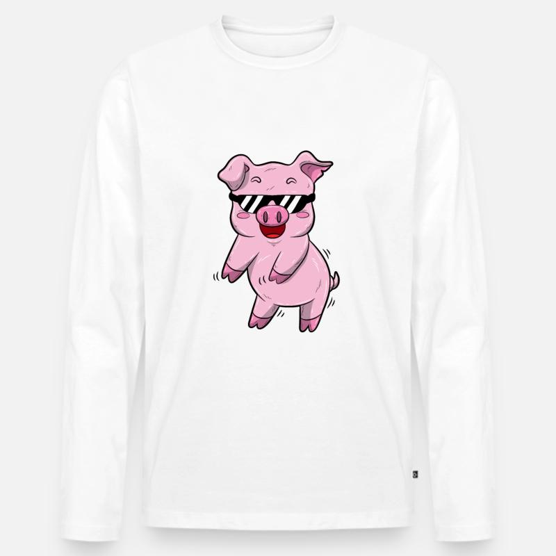 Flossing Schwein - Männer Premium Bio Langarmshirt - Weiß