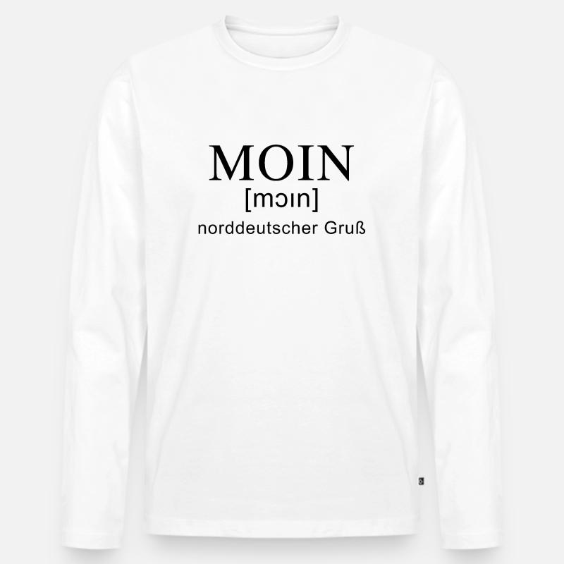 Moin Gruß mit Lautschrift - Männer Premium Bio Langarmshirt - Weiß