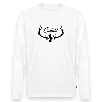 Cuckold Beta Husband Wifesharing Bull Alpha - Men's Premium Organic Long Sleeve Shirt - white - Front - Nico (187cm)