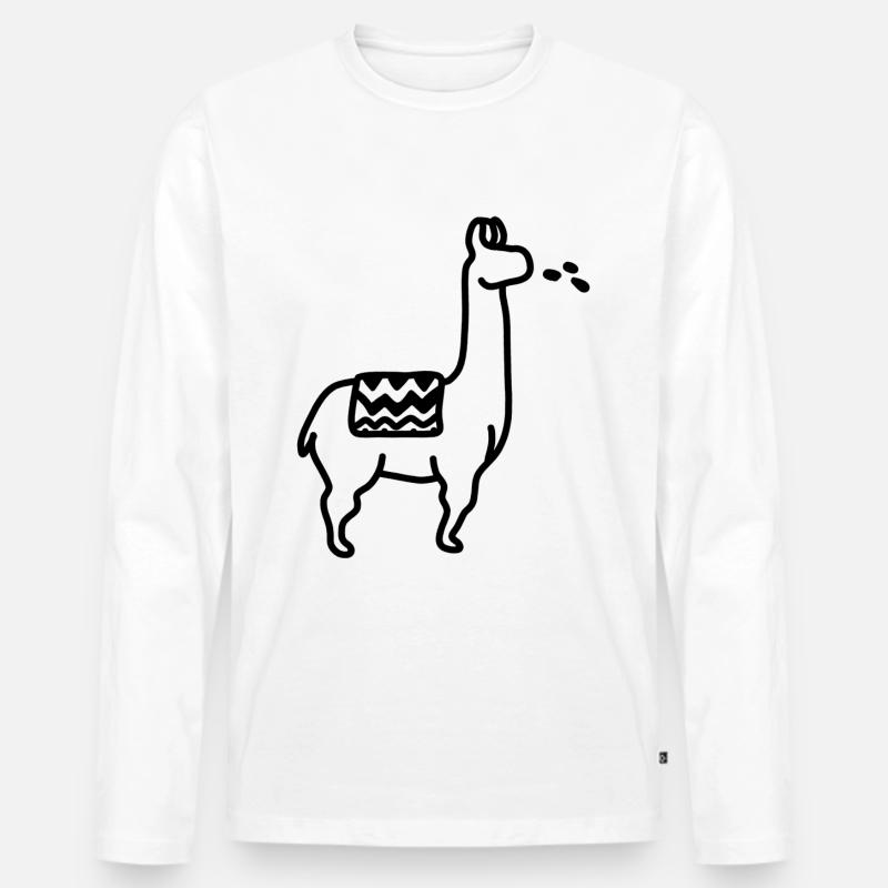 Lama Spucken - Männer Premium Bio Langarmshirt - Weiß