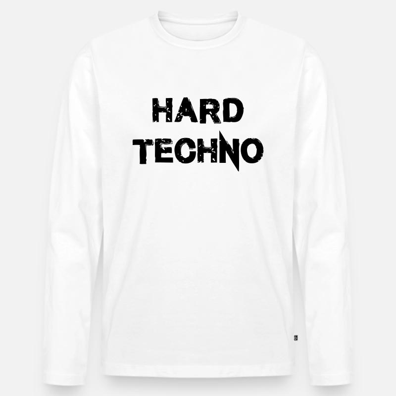 Hard Techno - Männer Premium Bio Langarmshirt - Weiß