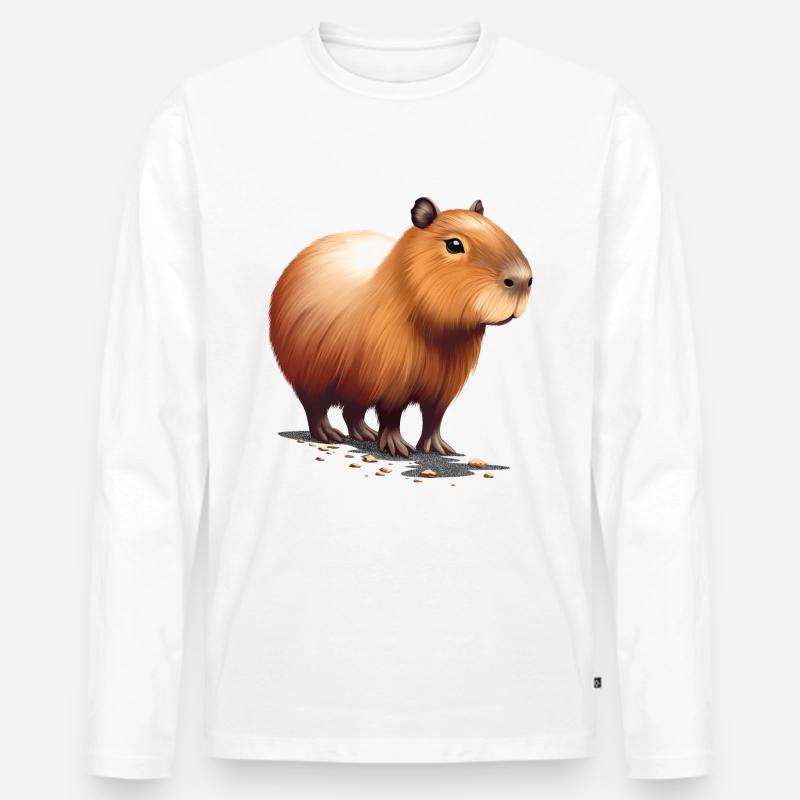 Capybara - Männer Premium Bio Langarmshirt - Weiß