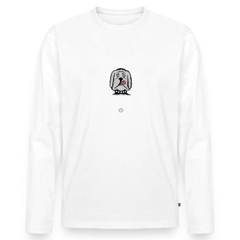 Mein Hund bettelt nicht Hundespruch Hundehalter - Männer Premium Bio Langarmshirt - Weiß - Vorne - Nico (187cm)