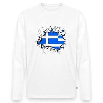 Grèce - T-shirt manches longues Premium bio Homme - blanc - Devant - Nico (187cm)
