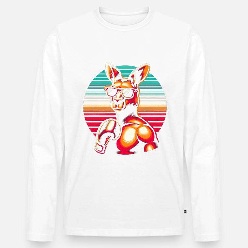 Känguru Boxer - Männer Premium Bio Langarmshirt - Weiß
