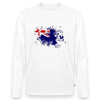 Australien Flagge Farbspritzer Down Under - Männer Premium Bio Langarmshirt - Weiß - Vorne - Nico (187cm)