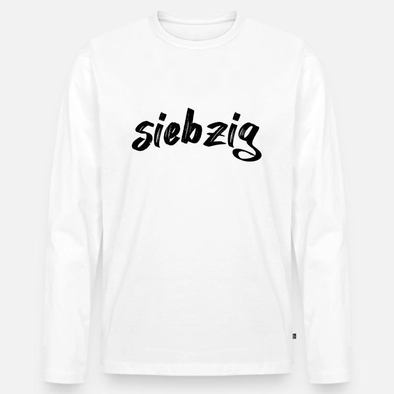 Siebzig Schriftzug. - Männer Premium Bio Langarmshirt - Weiß