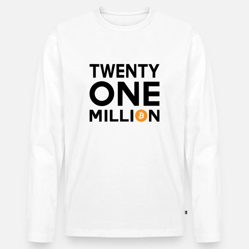 Bitcoin Twenty One Million - Männer Premium Bio Langarmshirt - Weiß