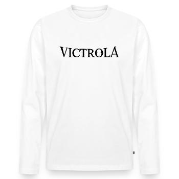 Victrola Logo Noir - T-shirt manches longues Premium bio Homme - blanc - Devant - Nico (187cm)