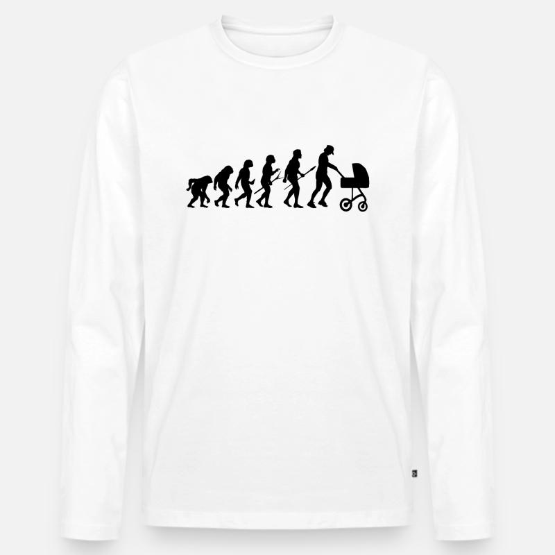 Vater Evolution - Männer Premium Bio Langarmshirt - Weiß
