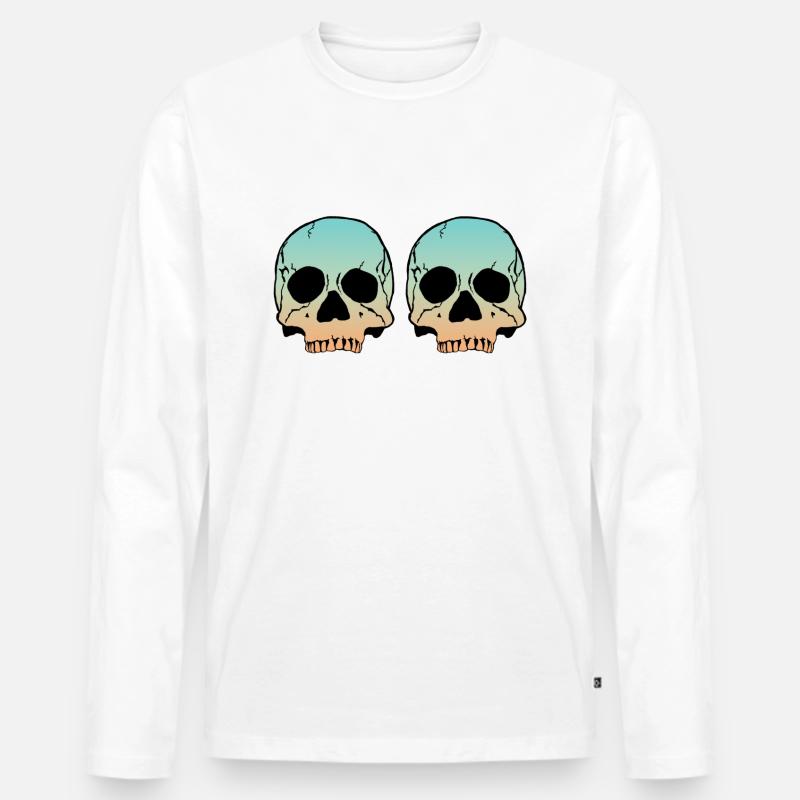 2 Skulls - Männer Premium Bio Langarmshirt - Weiß