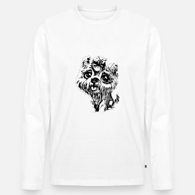 Yorkshire Terrier - Männer Premium Bio Langarmshirt - Weiß