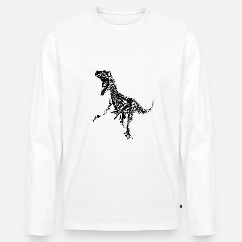 Velociraptor - Männer Premium Bio Langarmshirt - Weiß