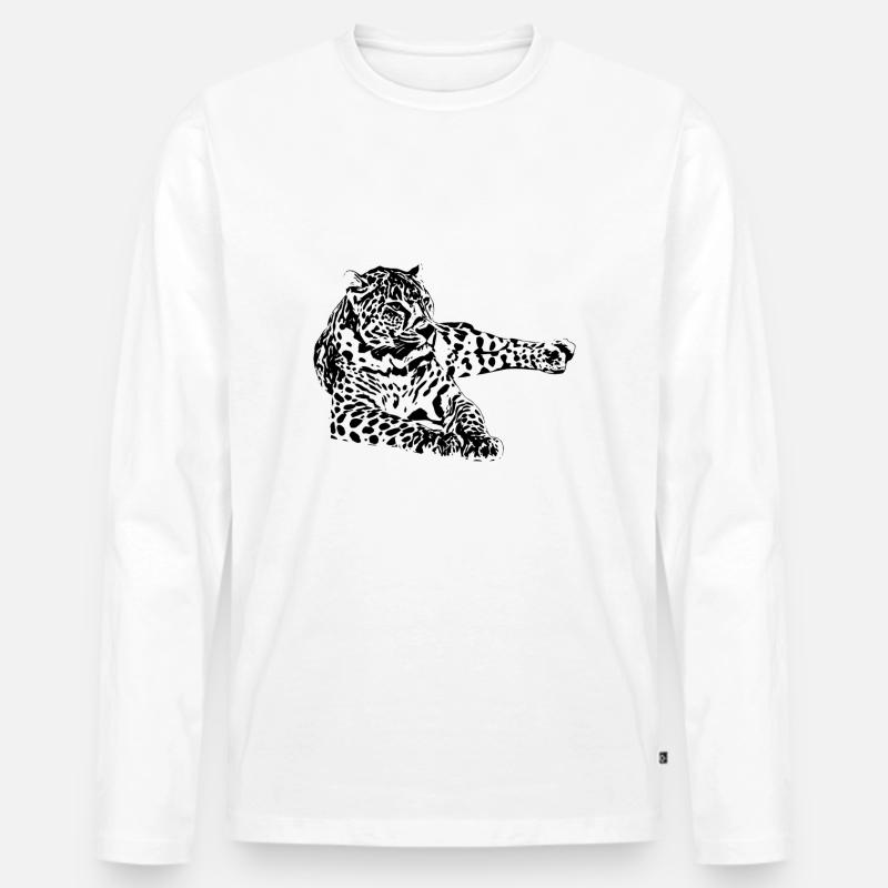 Leopard - Männer Premium Bio Langarmshirt - Weiß