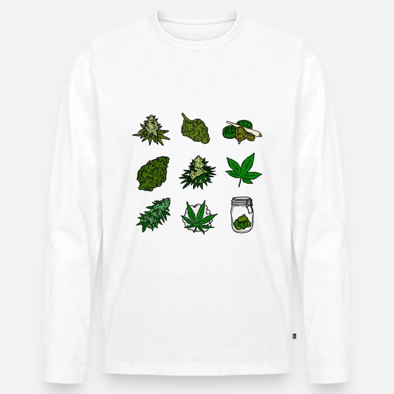 Cannabis, Weed Sticker Pack - Männer Premium Bio Langarmshirt - Weiß