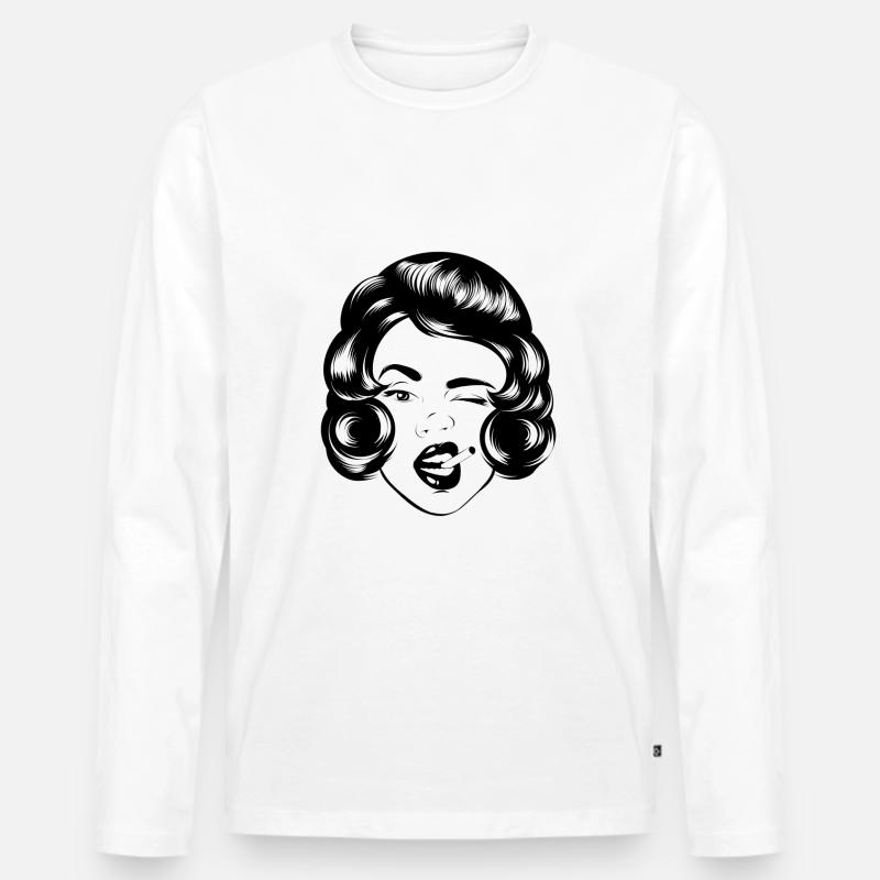 Frau Rauchen 2 - Männer Premium Bio Langarmshirt - Weiß