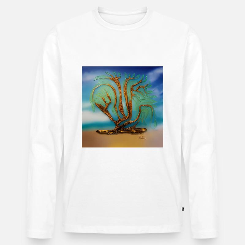 Alter Baum im Sommer - Männer Premium Bio Langarmshirt - Weiß